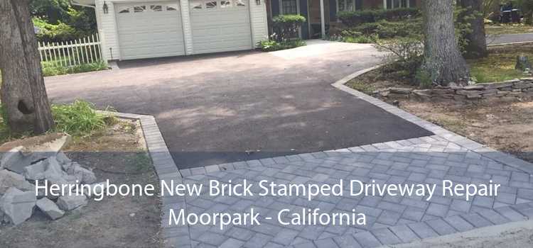 Herringbone New Brick Stamped Driveway Repair Moorpark - California