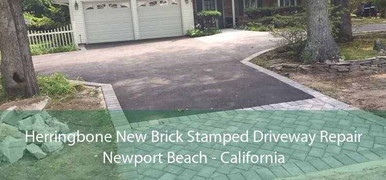 Herringbone New Brick Stamped Driveway Repair Newport Beach - California