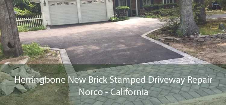 Herringbone New Brick Stamped Driveway Repair Norco - California