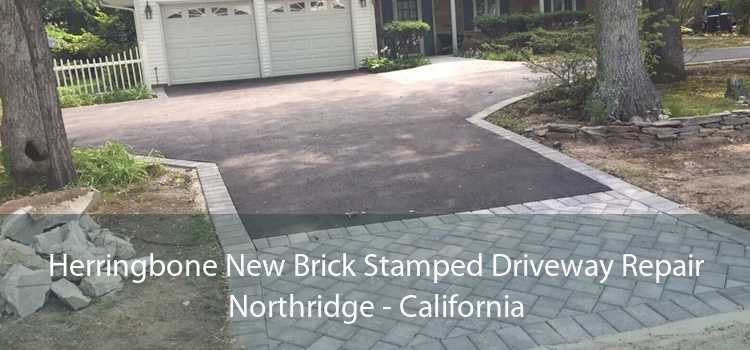 Herringbone New Brick Stamped Driveway Repair Northridge - California