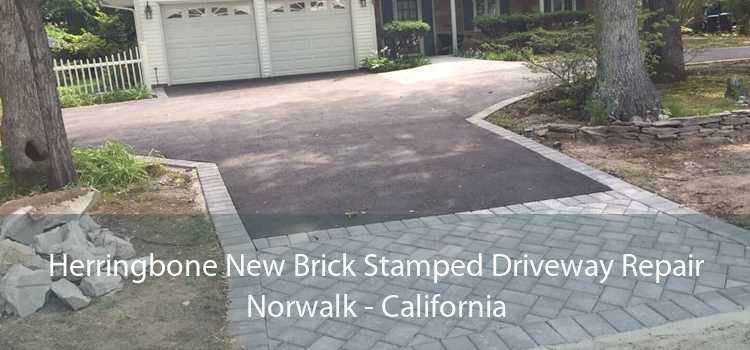 Herringbone New Brick Stamped Driveway Repair Norwalk - California