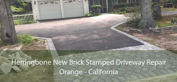 Herringbone New Brick Stamped Driveway Repair Orange - California