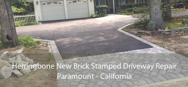 Herringbone New Brick Stamped Driveway Repair Paramount - California