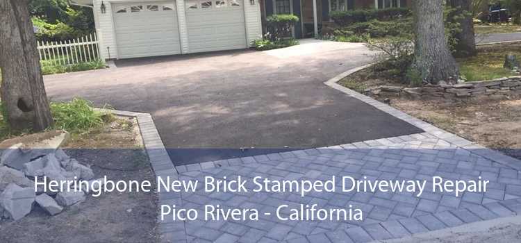 Herringbone New Brick Stamped Driveway Repair Pico Rivera - California