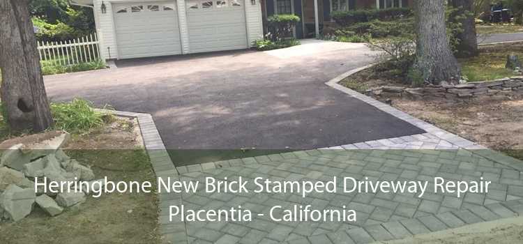 Herringbone New Brick Stamped Driveway Repair Placentia - California