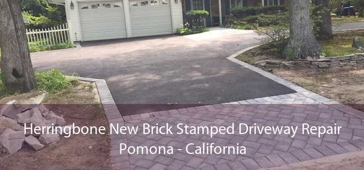 Herringbone New Brick Stamped Driveway Repair Pomona - California
