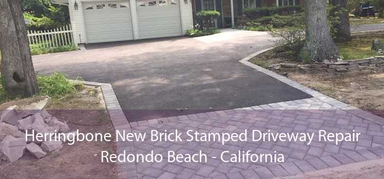 Herringbone New Brick Stamped Driveway Repair Redondo Beach - California