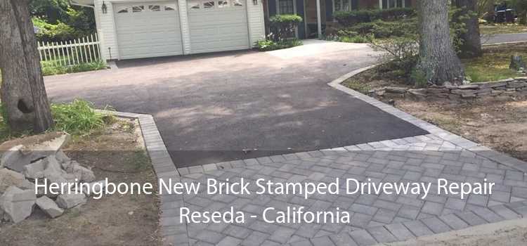 Herringbone New Brick Stamped Driveway Repair Reseda - California