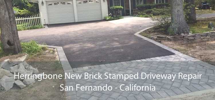 Herringbone New Brick Stamped Driveway Repair San Fernando - California