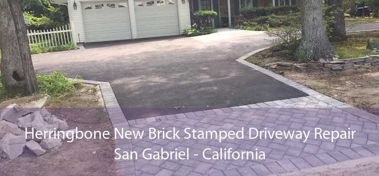 Herringbone New Brick Stamped Driveway Repair San Gabriel - California