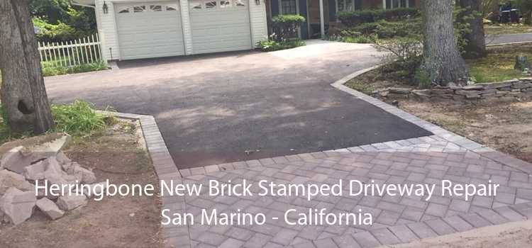 Herringbone New Brick Stamped Driveway Repair San Marino - California