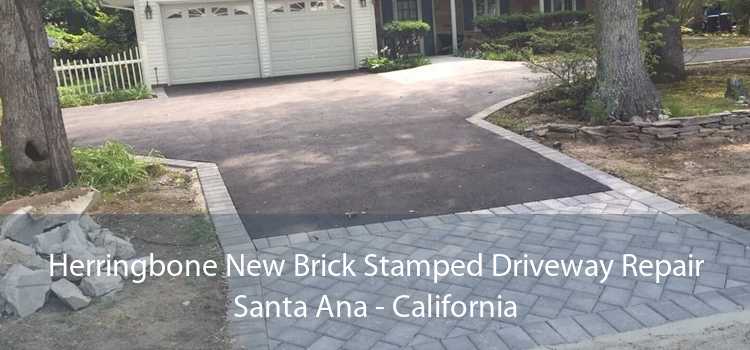 Herringbone New Brick Stamped Driveway Repair Santa Ana - California