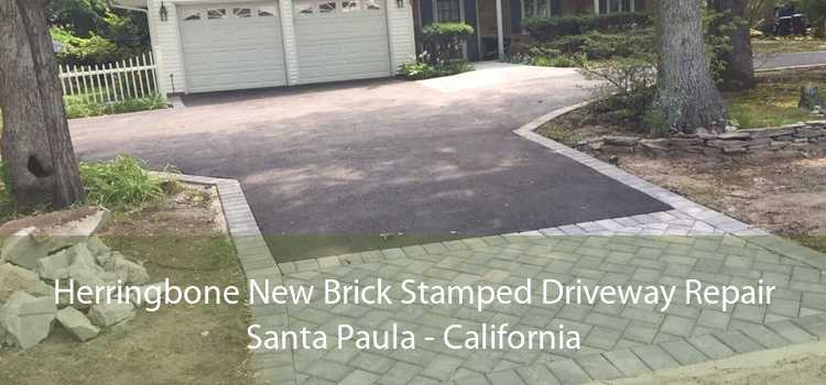 Herringbone New Brick Stamped Driveway Repair Santa Paula - California