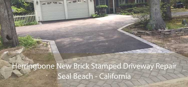 Herringbone New Brick Stamped Driveway Repair Seal Beach - California