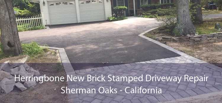 Herringbone New Brick Stamped Driveway Repair Sherman Oaks - California