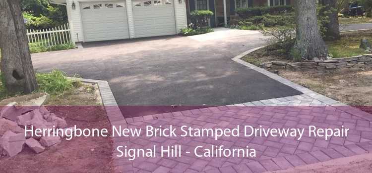 Herringbone New Brick Stamped Driveway Repair Signal Hill - California