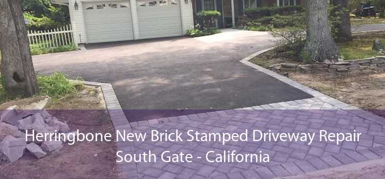 Herringbone New Brick Stamped Driveway Repair South Gate - California