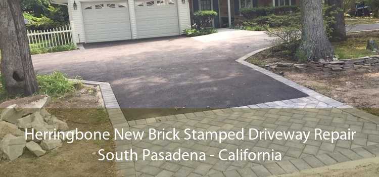 Herringbone New Brick Stamped Driveway Repair South Pasadena - California