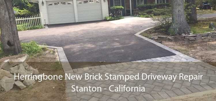 Herringbone New Brick Stamped Driveway Repair Stanton - California
