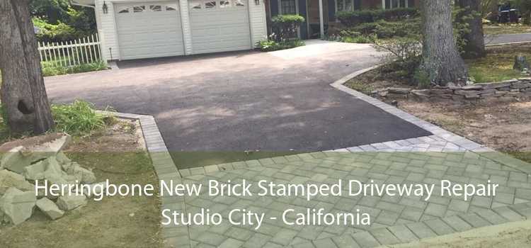 Herringbone New Brick Stamped Driveway Repair Studio City - California