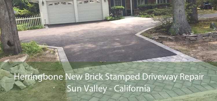 Herringbone New Brick Stamped Driveway Repair Sun Valley - California