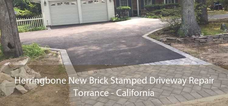 Herringbone New Brick Stamped Driveway Repair Torrance - California