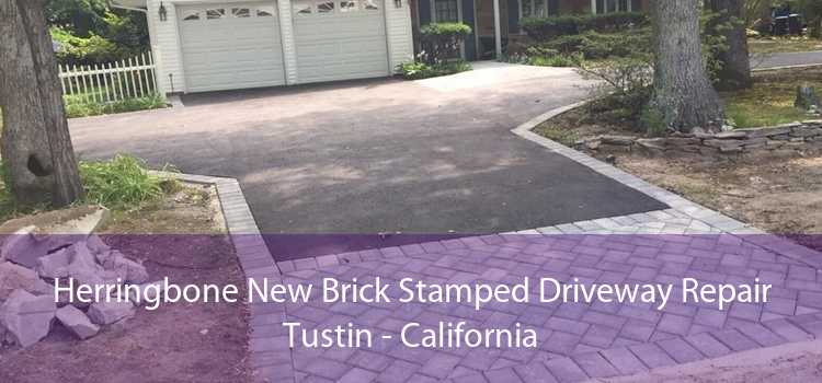 Herringbone New Brick Stamped Driveway Repair Tustin - California