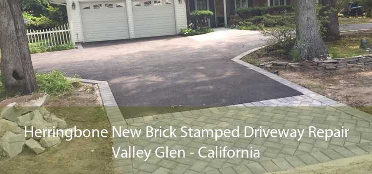 Herringbone New Brick Stamped Driveway Repair Valley Glen - California