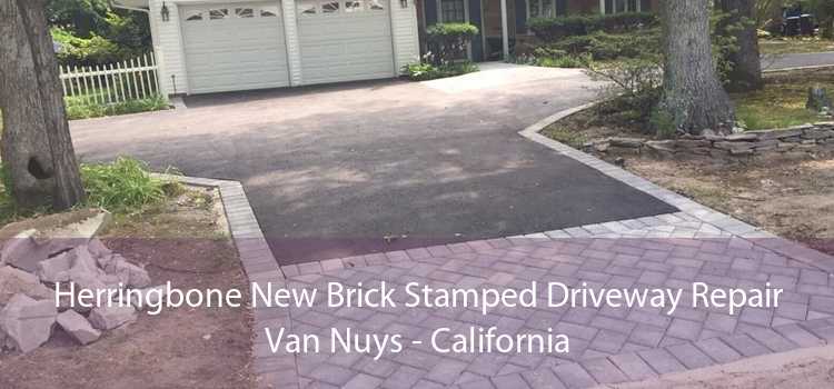 Herringbone New Brick Stamped Driveway Repair Van Nuys - California