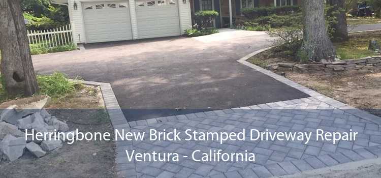 Herringbone New Brick Stamped Driveway Repair Ventura - California