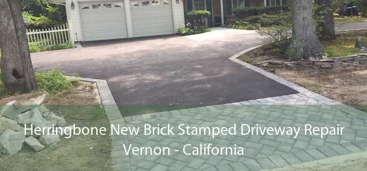 Herringbone New Brick Stamped Driveway Repair Vernon - California