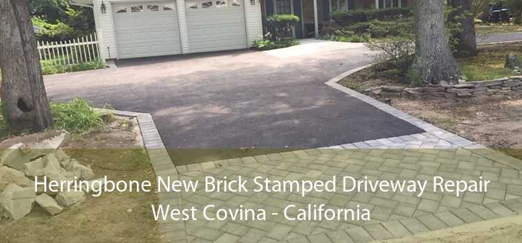 Herringbone New Brick Stamped Driveway Repair West Covina - California