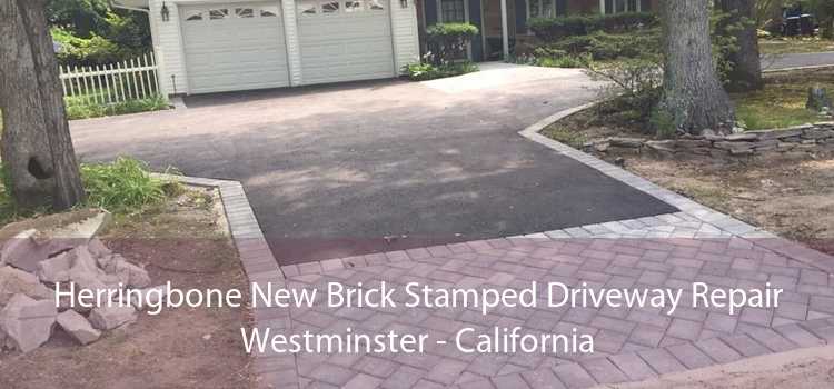 Herringbone New Brick Stamped Driveway Repair Westminster - California