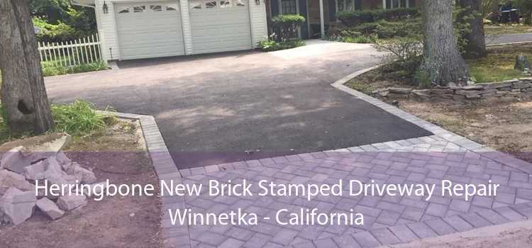 Herringbone New Brick Stamped Driveway Repair Winnetka - California