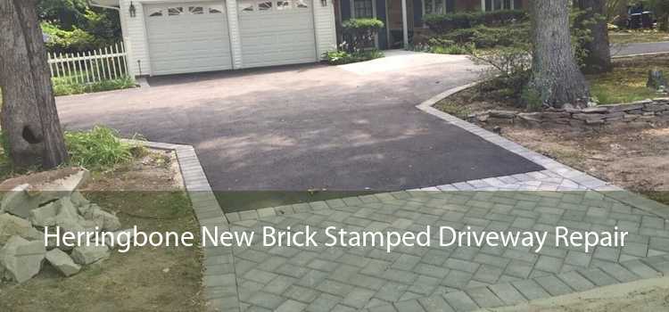 Herringbone New Brick Stamped Driveway Repair 