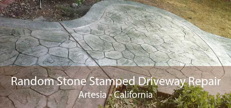 Random Stone Stamped Driveway Repair Artesia - California