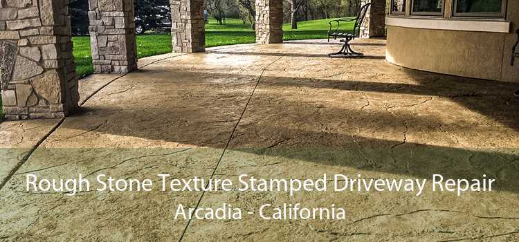 Rough Stone Texture Stamped Driveway Repair Arcadia - California
