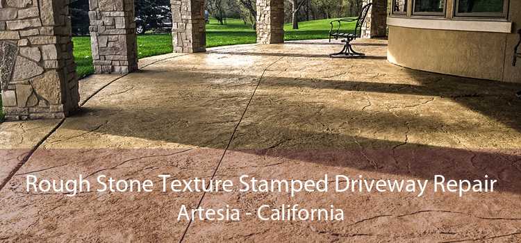 Rough Stone Texture Stamped Driveway Repair Artesia - California