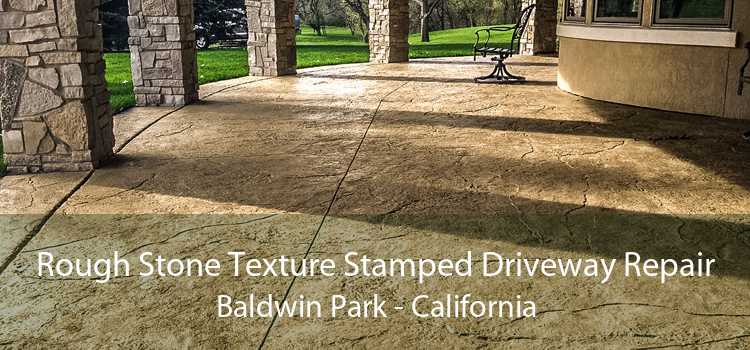 Rough Stone Texture Stamped Driveway Repair Baldwin Park - California