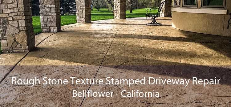 Rough Stone Texture Stamped Driveway Repair Bellflower - California
