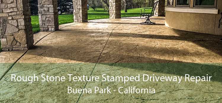 Rough Stone Texture Stamped Driveway Repair Buena Park - California