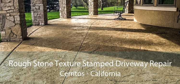 Rough Stone Texture Stamped Driveway Repair Cerritos - California