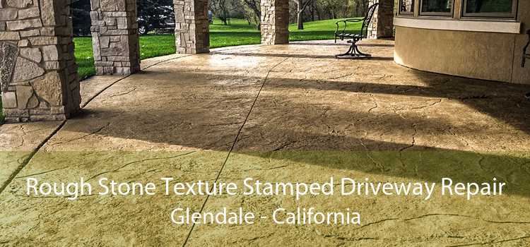 Rough Stone Texture Stamped Driveway Repair Glendale - California