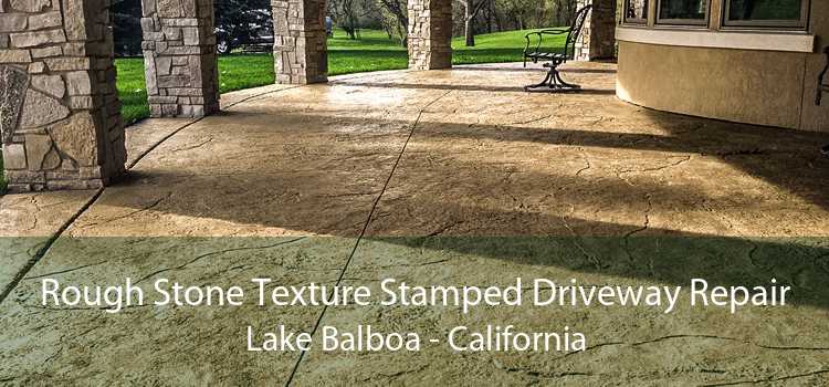 Rough Stone Texture Stamped Driveway Repair Lake Balboa - California