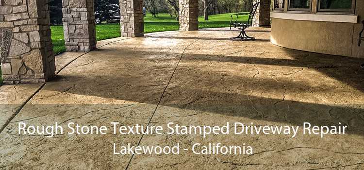 Rough Stone Texture Stamped Driveway Repair Lakewood - California