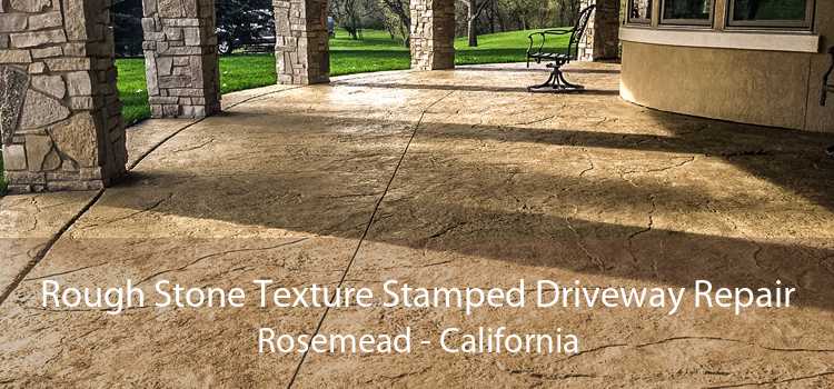 Rough Stone Texture Stamped Driveway Repair Rosemead - California