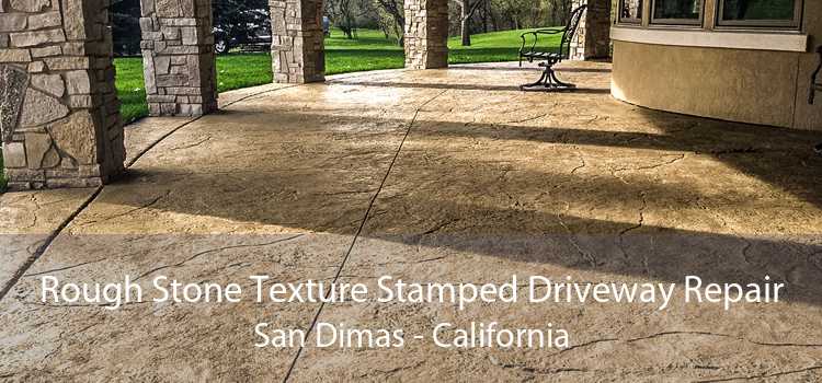 Rough Stone Texture Stamped Driveway Repair San Dimas - California