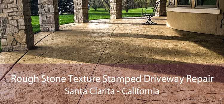 Rough Stone Texture Stamped Driveway Repair Santa Clarita - California