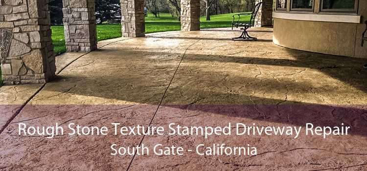 Rough Stone Texture Stamped Driveway Repair South Gate - California
