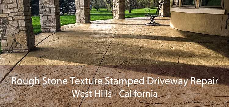 Rough Stone Texture Stamped Driveway Repair West Hills - California